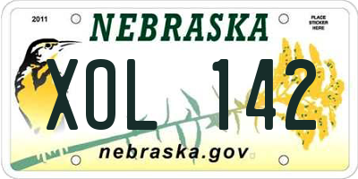 NE license plate XOL142