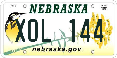 NE license plate XOL144