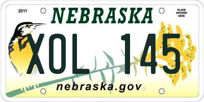 NE license plate XOL145