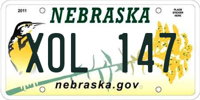NE license plate XOL147
