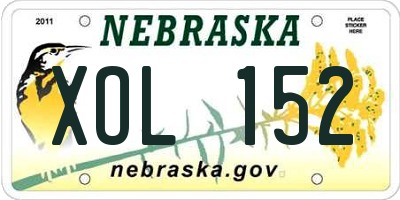 NE license plate XOL152