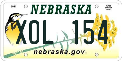 NE license plate XOL154