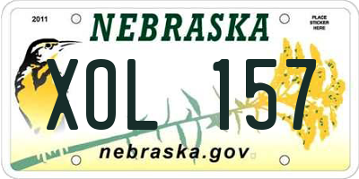 NE license plate XOL157