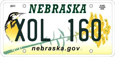 NE license plate XOL160