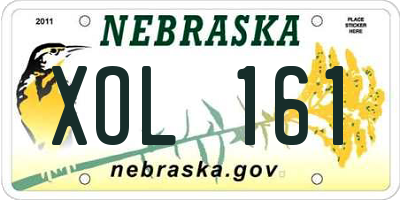 NE license plate XOL161