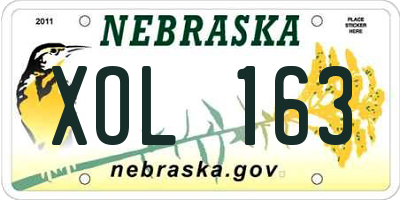 NE license plate XOL163