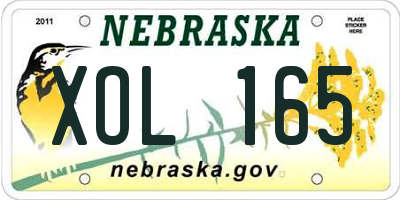 NE license plate XOL165