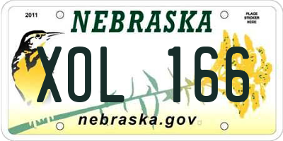 NE license plate XOL166