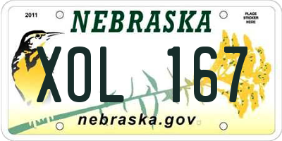 NE license plate XOL167