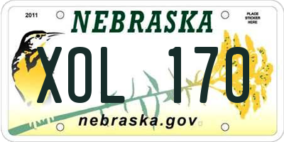 NE license plate XOL170