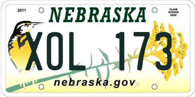 NE license plate XOL173
