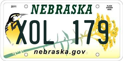 NE license plate XOL179