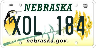 NE license plate XOL184