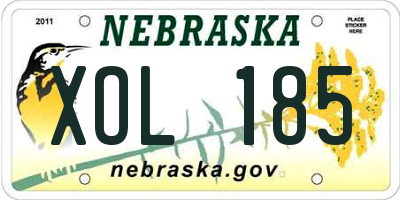 NE license plate XOL185