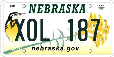 NE license plate XOL187