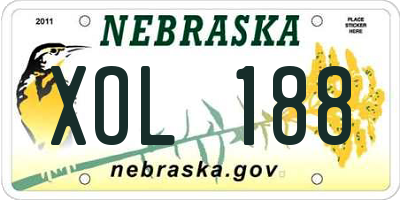 NE license plate XOL188
