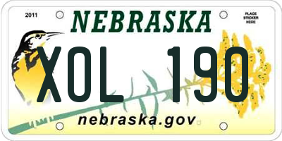 NE license plate XOL190