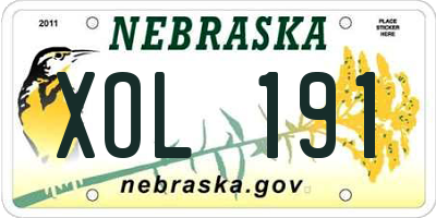 NE license plate XOL191