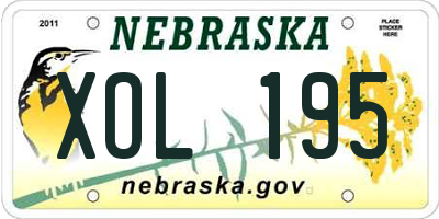 NE license plate XOL195