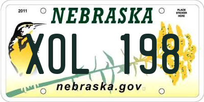 NE license plate XOL198