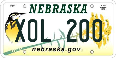 NE license plate XOL200