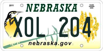 NE license plate XOL204