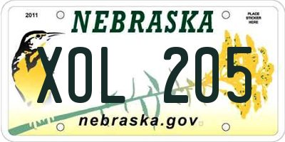 NE license plate XOL205