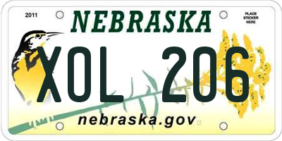 NE license plate XOL206