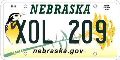 NE license plate XOL209
