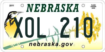 NE license plate XOL210