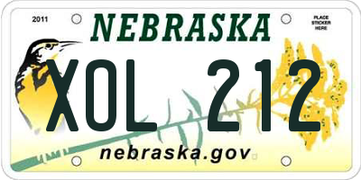 NE license plate XOL212