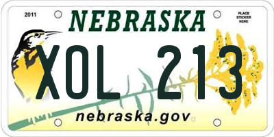 NE license plate XOL213
