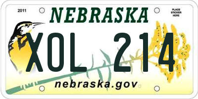 NE license plate XOL214