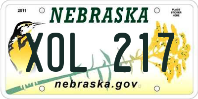 NE license plate XOL217