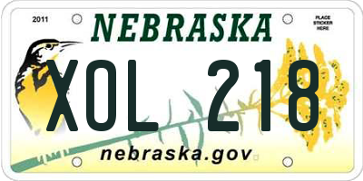 NE license plate XOL218