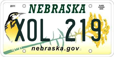 NE license plate XOL219