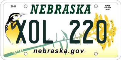 NE license plate XOL220
