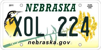 NE license plate XOL224