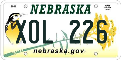 NE license plate XOL226
