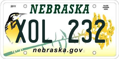 NE license plate XOL232