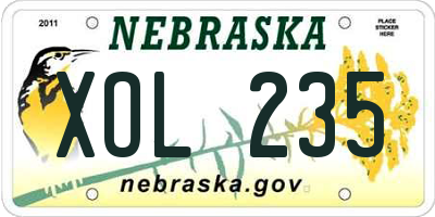 NE license plate XOL235