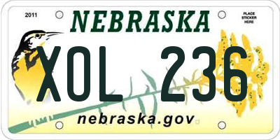 NE license plate XOL236