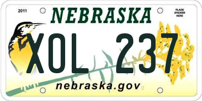 NE license plate XOL237