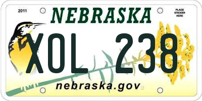 NE license plate XOL238