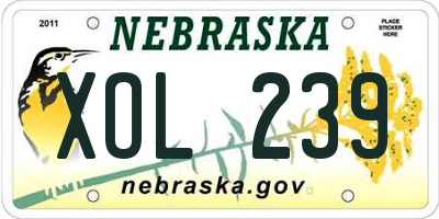 NE license plate XOL239