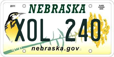 NE license plate XOL240