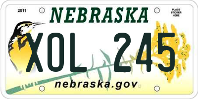 NE license plate XOL245