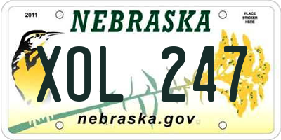 NE license plate XOL247