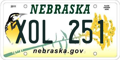 NE license plate XOL251