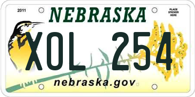 NE license plate XOL254